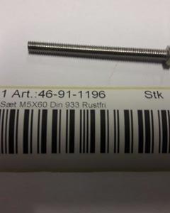 Hexagon head screw M 5x 60 DIN 933 SST